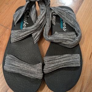 Skechers Black and Gray Sporty Sandals